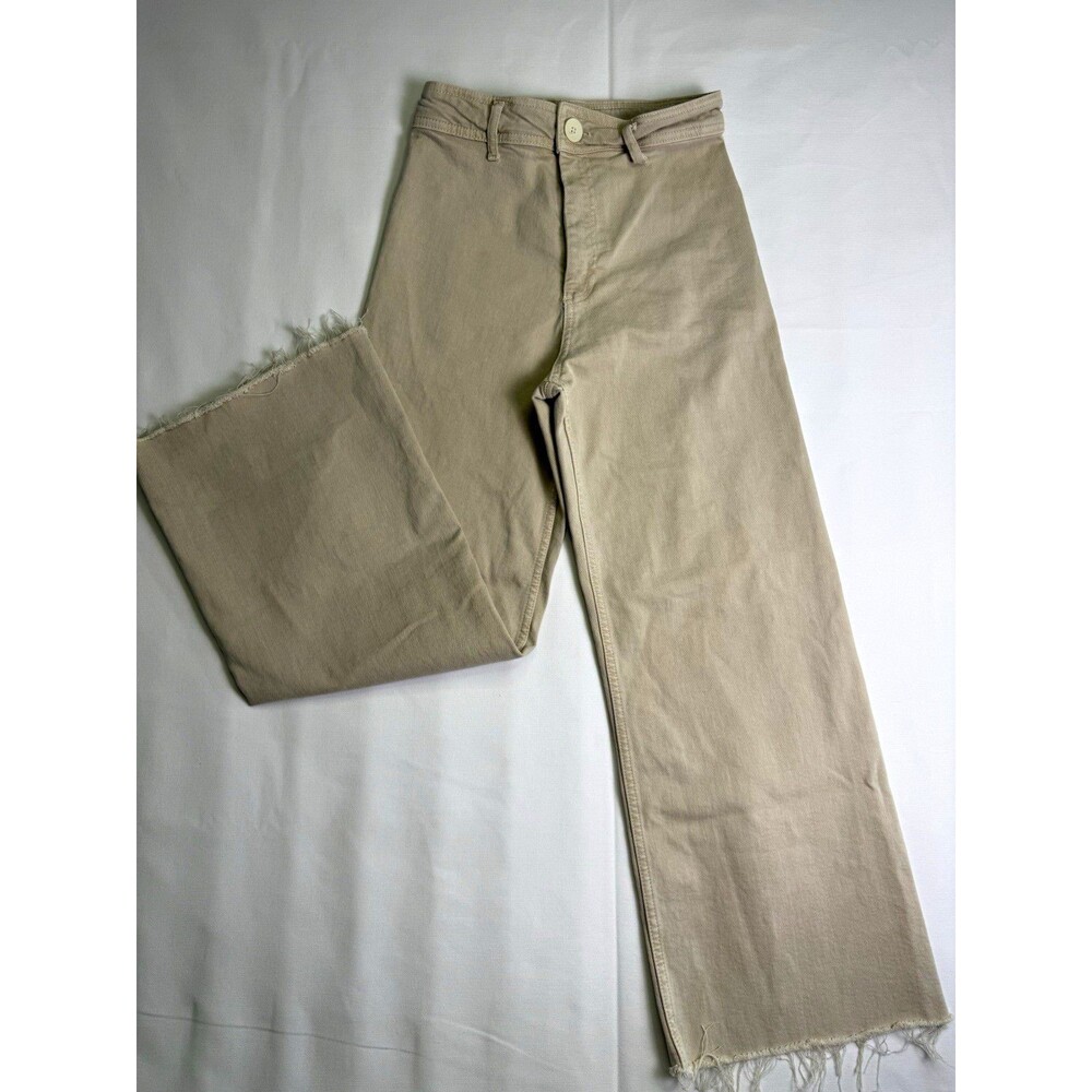 Zara Women’s Beige Twill Chino Pants 4 Flare Leg
